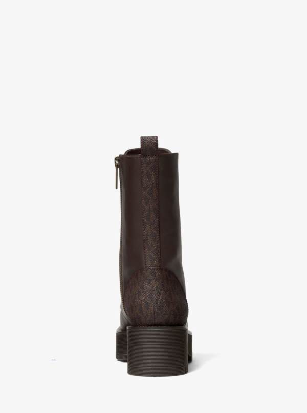 Damske Bojové topánky Michael Kors Bryce Leather and Logo Platform Čokoláda - Topanky Michael Kors Levně | MKJUL-4916